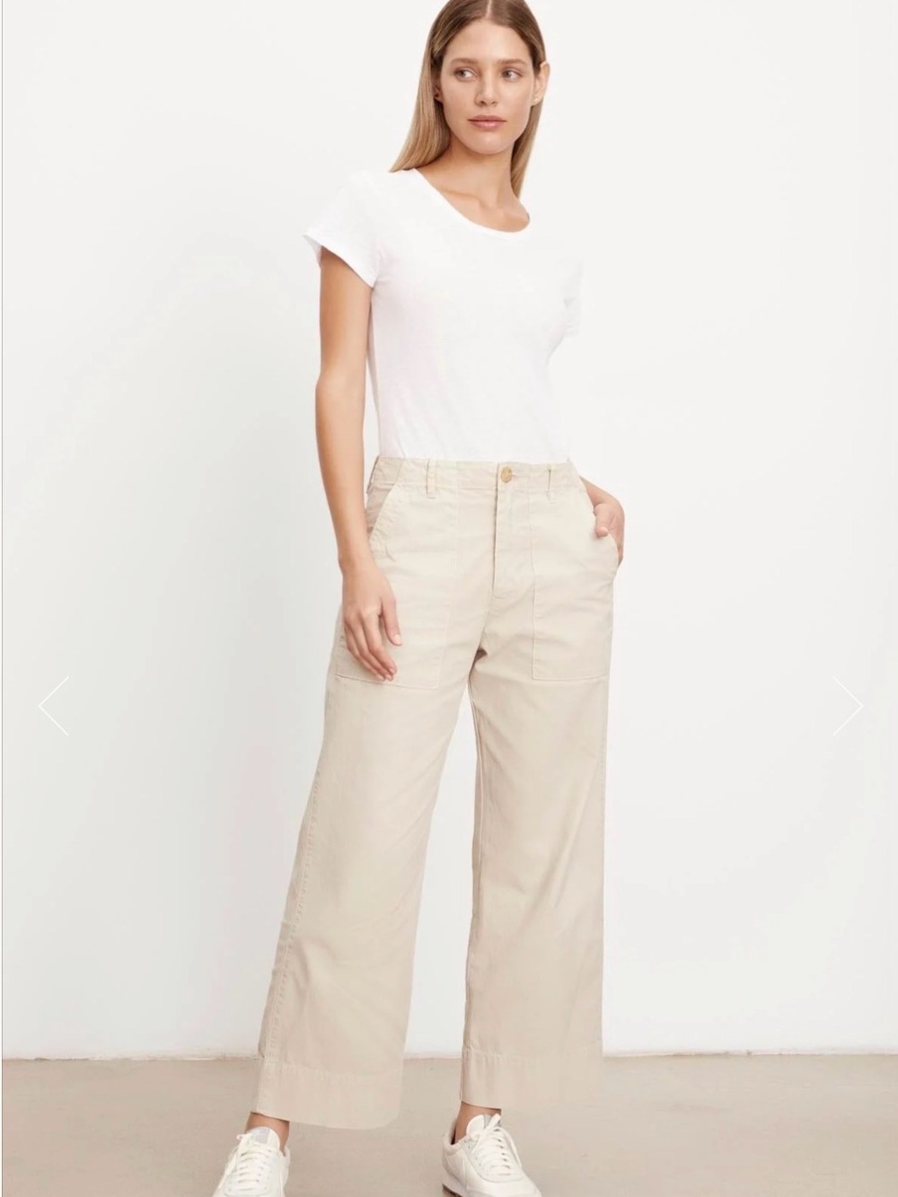 NWT Velvet By Graham Spencer Mya Cotton Twill Canvas Flared Leg Pants Sz 4 Beige